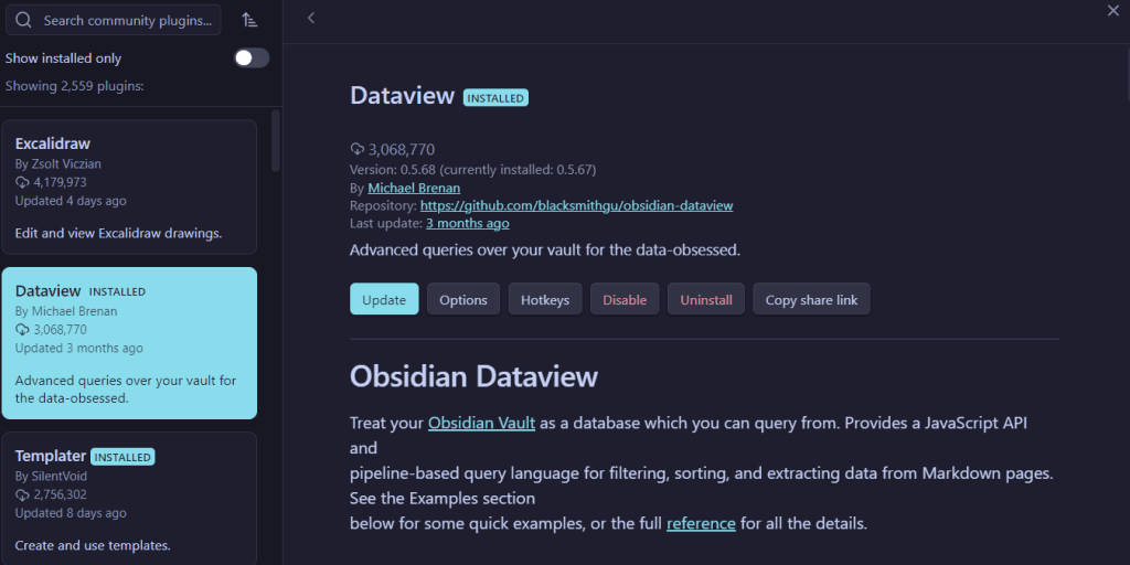 Dataview plugin