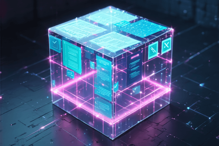transparent cube with notes representing daily notes in Obsidian